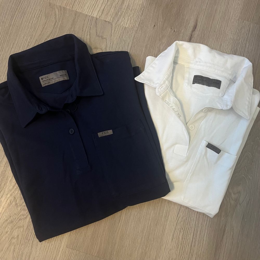 2 figs scrubs long sleeve collar shirts
